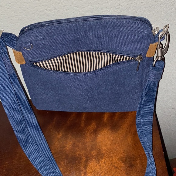 Navy Blue canvas Travelon rfid bag - Picture 3 of 6